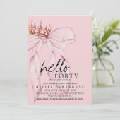 Invitation 40e Dusty Rose Bow Surprise fête d'anniversaire (Debout devant)