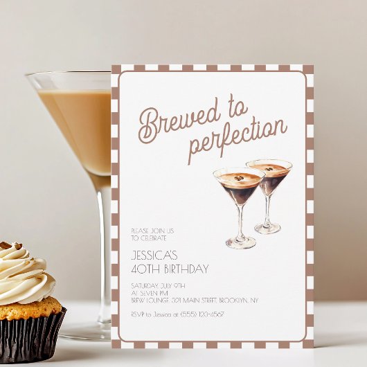 Invitation 40e Espresso Martini brassée fête d'anniversaire B