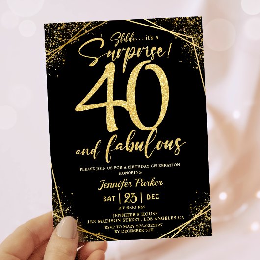 Invitation 40e fête d'anniversaire 40 fabuleuse Parties scint