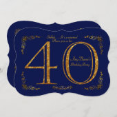 Invitation 40e, fête d'anniversaire 40e, grand Gatsby, Marine (Devant / Derrière)