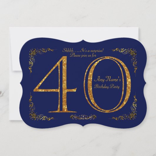 Invitation 40e, fête d'anniversaire 40e, grand Gatsby, Marine (Devant)