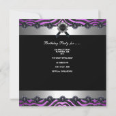 Invitation 40e fête d'anniversaire Argent violet rose noir bl (Dos)