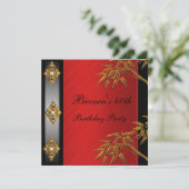 Invitation 40e fête d'anniversaire Asiatique Gold Bamboo Roug (Debout devant)