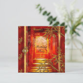 Invitation 40e fête d'anniversaire Asiatique Vue Or Bambou Ro (Debout devant)