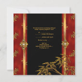 Invitation 40e fête d'anniversaire Asiatique Vue Or Bambou Ro (Dos)