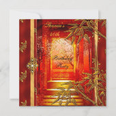Invitation 40e fête d'anniversaire Asiatique Vue Or Bambou Ro (Devant)