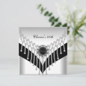 Invitation 40e fête d'anniversaire Black White Diamond Jewel (Debout devant)