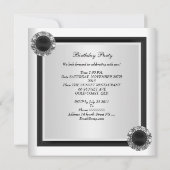 Invitation 40e fête d'anniversaire Black White Diamond Jewel (Dos)