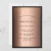 Invitation 40e fête d'anniversaire bronze brun confetti noir (Devant)