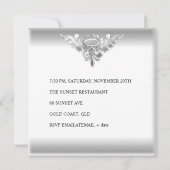 Invitation 40e fête d'anniversaire Elégant bijou blanc argent (Dos)