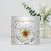 Invitation 40e fête d'anniversaire Elégante Fleur jaune blanc (Debout devant)