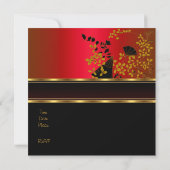 Invitation 40e fête d'anniversaire Floral Red Black Gold moti (Dos)