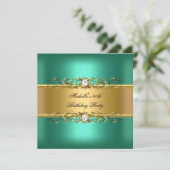 Invitation 40e fête d'anniversaire Jade Vert Diamant Or Bijou (Debout devant)