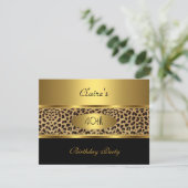 Invitation 40e fête d'anniversaire Leopard Gold Bl (Debout devant)