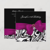 Invitation 40e fête d'anniversaire Noir Blanc Abstrait Rose B (Devant / Derrière)