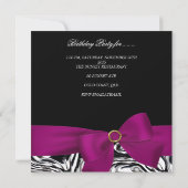 Invitation 40e fête d'anniversaire Noir Blanc Abstrait Rose B (Dos)