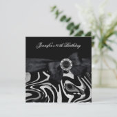 Invitation 40e fête d'anniversaire Noir Blanc Diamant Abstrai (Debout devant)