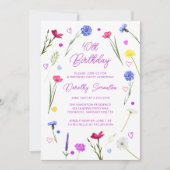 Invitation 40e fête d'anniversaire Purple Fleur sauvage Meado (Devant)