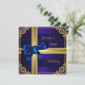 Invitation 40e fête d'anniversaire Rich Royal Blue or Jewel (Debout devant)