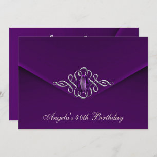 Invitation 40e fête d'anniversaire Royal Silver Plum Velvet P
