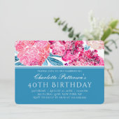 Invitation 40e fête d'anniversaire Stylish rose fleuri (Debout devant)