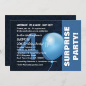 Invitation 40e Fête d'anniversaire SURPRISE Teintes bleues mo (Devant / Derrière)