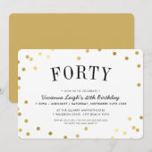Invitation 40E FÊTE D'ANNIVERSAIRE taches élégantes de confet (Devant / Derrière)