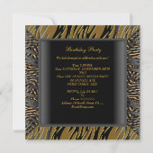 Invitation 40e fête d'anniversaire Zebra Gold Bronze Wild Bla (Dos)