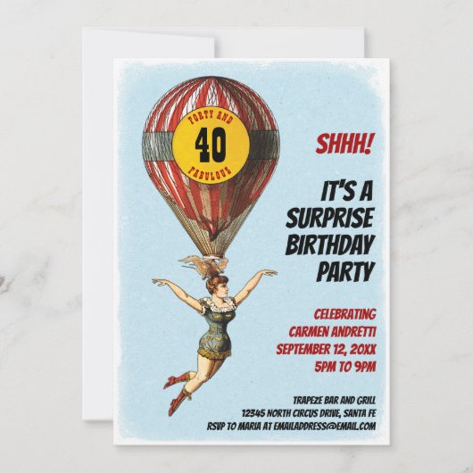 Invitation 40e Fille des Balloons avec points (Devant)