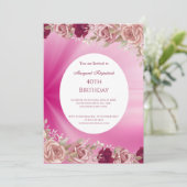 Invitation 40e Fleurs Roses Roses Roses Roses Roses Rouge (Debout devant)