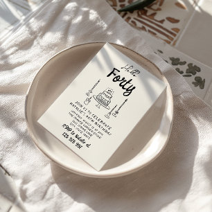 Invitation 40e gâteau à main rétro tiré Bonjour Quarante Anni