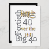 Invitation 40e Gold silver fun party (Devant / Derrière)