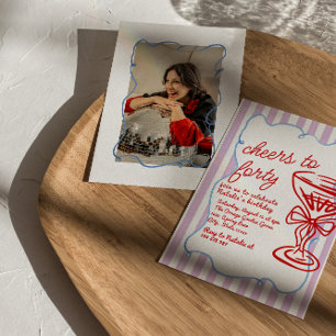 Invitation 40e Main tiré couleur champagne photo Anniversaire