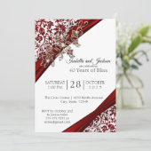 Invitation 40e modèle d'anniversaire de mariage floral rubis  (Debout devant)