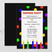 Invitation 40e Points d'invitation surprise à la fête d'anniv (Devant / Derrière)