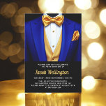 Invitation 40e Royal Blue and Gold Tuxedo Birthday Event<br><div class="desc">Célébrez dans le style avec cette Invitation d'anniversaire Royal Blue and Gold Tuxedo, exubérant l'élégance et le raffinement. L'élégant arrière - plan noir et les touches dorées chatoyantes donnent le ton d'une affaire luxueuse, parfaite pour une célébration d'étape. Avec son design raffiné d'inspiration tuxedo, cette invitation capte l'essence d'une soirée...</div>