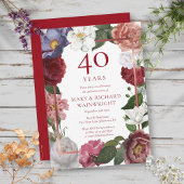 Invitation 40e Ruby Mariage Anniversaire Rose Jardin