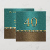 Invitation 40e soirée élégante marron bleu (Devant / Derrière)