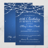 Invitation 40e Surprise Anniversaire de la fête Stars Bleu (Devant / Derrière)