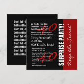 Invitation 40e SURPRISE Anniversaire Noir Rouge Blanc W1895 (Devant / Derrière)