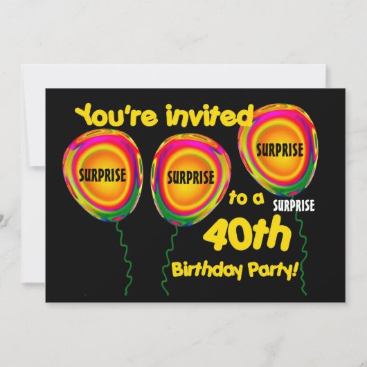 Invitation 40e SURPRISE Ballons d'invitation (Devant)