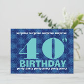 Invitation 40e SURPRISE Birthday Party Blue and Aqua B400 (Debout devant)