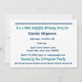 Invitation 40e SURPRISE Birthday Party Blue and Aqua B400 (Dos)