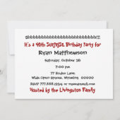 Invitation 40e SURPRISE Birthday Party Blue Black C341 (Dos)