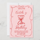 Invitation 40ème Anniversaire de Champagne Bow tiré à la main (Devant)