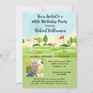 Invitation 40ème anniversaire de la fête masculine Photo Golf
