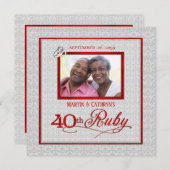 Invitation 40ème anniversaire du Mariage de Ruby fête photo à (Devant / Derrière)