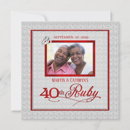 Invitation 40ème anniversaire du Mariage de Ruby fête photo à (Devant)