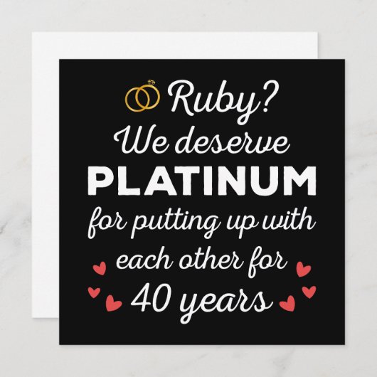 Invitation 40ème anniversaire du Mariage I - Ruby Funny Coupl (Devant / Derrière)