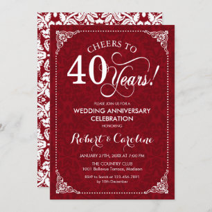Invitation 40ème anniversaire du Mariage - Ruby Red White Dam